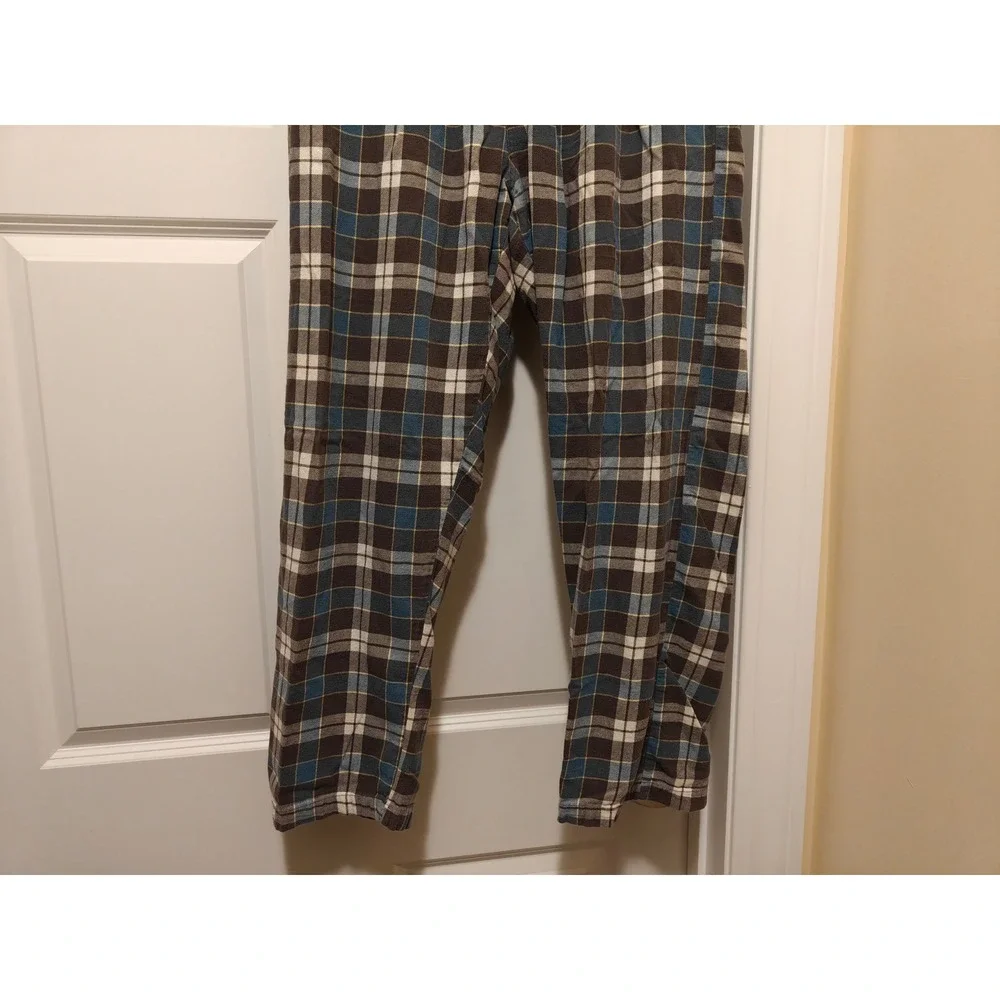 Polo Ralph Lauren Mens Blue Brown Plaid Flannel Pajama Pants Size Large L